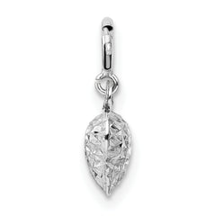 14K White Gold Diamond-cut Heart Spring Ring Charm Pendant