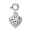 14K White Gold Diamond-cut Heart Spring Ring Charm Pendant