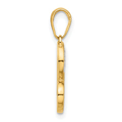 14k and White Rhodium D/C Heart Pendant