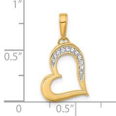14k and White Rhodium D/C Heart Pendant