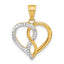 14K with White Rhodium Diamond-cut Infinity Heart Pendant