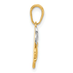 14k w/Rose and White Rhodium Polished and D/C Clover Pendant