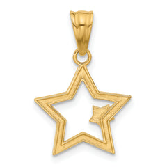 14K and White Rhodium D/C Stars Pendant