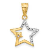14K and White Rhodium D/C Stars Pendant
