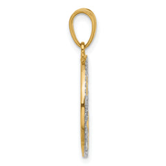 14K and White Rhodium D/C Stars Pendant