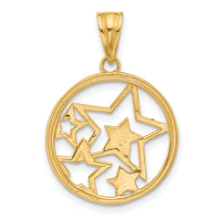 14K and White Rhodium D/C Stars Pendant
