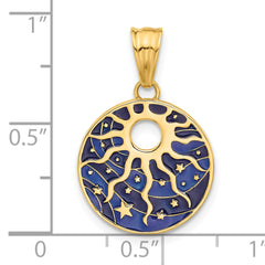14K Polished Enameled Sun and Stars Pendant