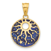 14K Polished Enameled Sun and Stars Pendant