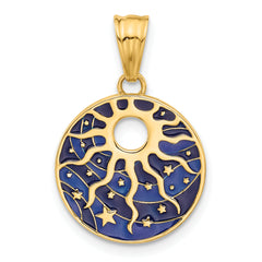 14K Polished Enameled Sun and Stars Pendant