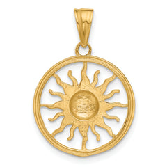 14K and White Rhodium D/C Sun Pendant