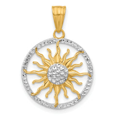 14K and White Rhodium D/C Sun Pendant