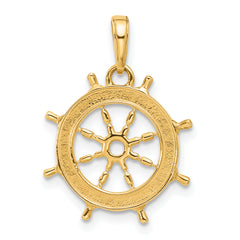 14k and White Rhodium D/C Ship's Wheel Pendant