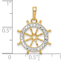 14k and White Rhodium D/C Ship's Wheel Pendant