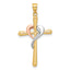 14K Two-tone with White Rhodium Polished Cross with Heart Pendant