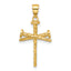 14K Polished and Textured Nails Cross Pendant