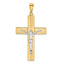 Crucifix Pendant in 14K Two-Tone Gold, 42mm Textured - Sophia Jewelers