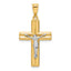 14K Two-tone Polished and Textured Crucifix Pendant