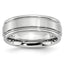 Brushed and Polished Ridged Cobalt Wedding Band 7mm