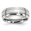 Brushed and Polished Grooved Cobalt Wedding Band 8mm