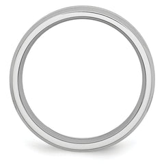 Chisel Cobalt Sterling Silver Inlay Satin and Polished 6mm Beveled Edge Band