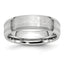 Brushed and Polished Beveled Edge Sterling Silver Inlay Cobalt Wedding Band 6mm