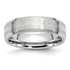 Chisel Cobalt Sterling Silver Inlay Satin and Polished 6mm Beveled Edge Band