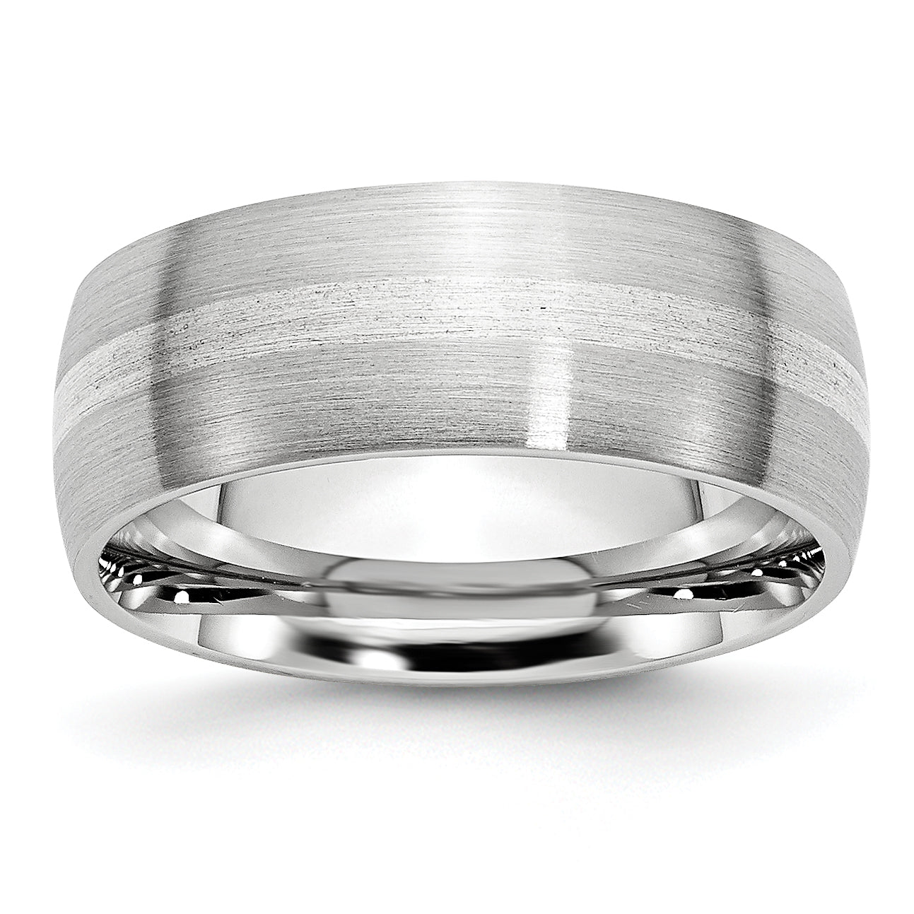 Chisel Cobalt Sterling Silver Inlay Satin 8mm Band