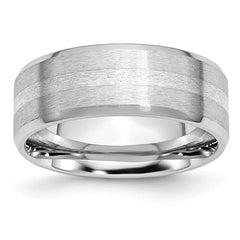 Chisel Cobalt Sterling Silver Inlay Satin and Polished Beveled Edge 8mm Band