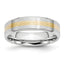 Brushed and Polished Cobalt 14K Gold Accent Wedding Band 6mm