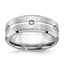 Brushed and Polished Cubic Zirconia Beveled Edge Cobalt Wedding Band 8mm