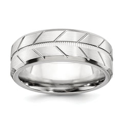 Chisel Cobalt Brushed and Polished Beveled 8mm Band
