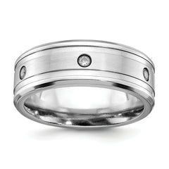 Chisel Cobalt Brushed and Polished with CZ Beveled 8mm Band
