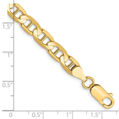 14K 9 inch 6.25mm Concave Anchor with Lobster Clasp Chain