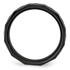 Chisel Ceramic Faceted Black 8mm Polished Beveled Edge Band