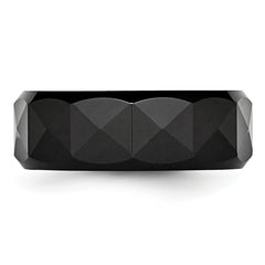 Chisel Ceramic Faceted Black 8mm Polished Beveled Edge Band