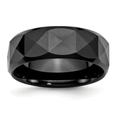 Chisel Ceramic Faceted Black 8mm Polished Beveled Edge Band