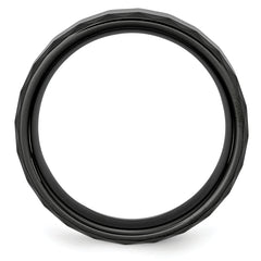 Chisel Ceramic Black Faceted 8mm Polished Beveled Edge Band