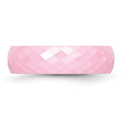 Chisel Ceramic Pink Faceted 6mm Polished Band