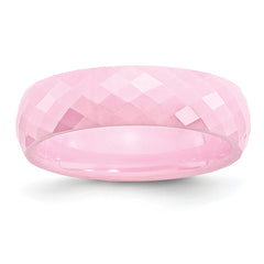 Chisel Ceramic Pink Faceted 6mm Polished Band