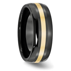 Chisel Ceramic Black with14k Gold Polished Inlay 8mm Band - Sophia Jewelers