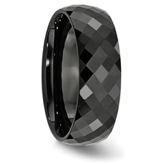 Chisel Ceramic Black Faceted 7.5mm Polished Band