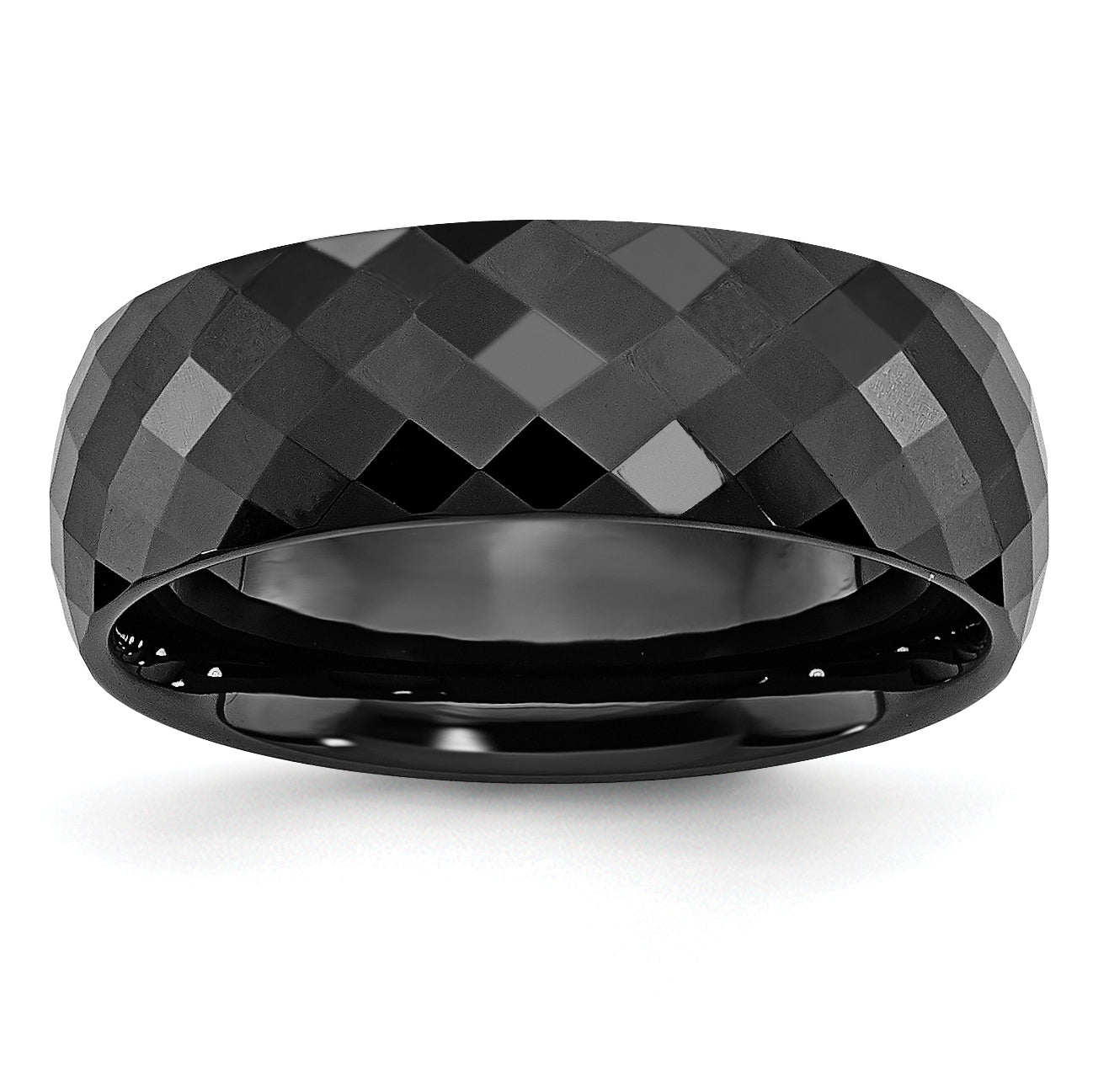 Chisel Ceramic Black Faceted 7.5mm Polished Band