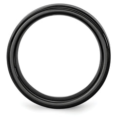 Chisel Black Ceramic Ridged Edge 8mm Brushed and Polished Band