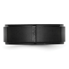 Chisel Black Ceramic Ridged Edge 8mm Brushed and Polished Band