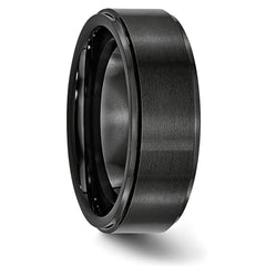 Chisel Black Ceramic Ridged Edge 8mm Brushed and Polished Band