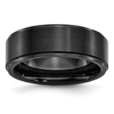 Chisel Black Ceramic Ridged Edge 8mm Brushed and Polished Band
