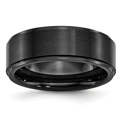 Chisel Black Ceramic Ridged Edge 8mm Brushed and Polished Band