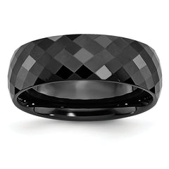 Chisel Ceramic Black Faceted 7.5mm Polished Band