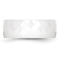 Chisel Ceramic White Faceted 8mm Polished Band