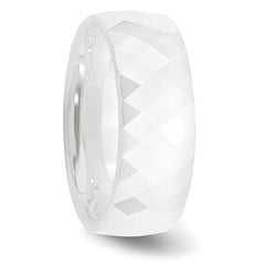 Chisel Ceramic White Faceted 8mm Polished Band